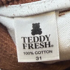 Teddy Fresh‎ Brown Pleated Corduroy Pants Straight Leg 100% Cotton 31 thumbnail 2