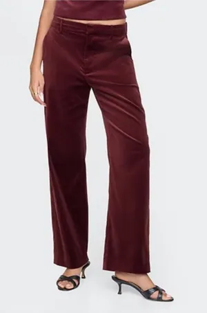 GAP Velvet High Rise Straight Leg Pants Red Noir Size 4 NWT thumbnail 1