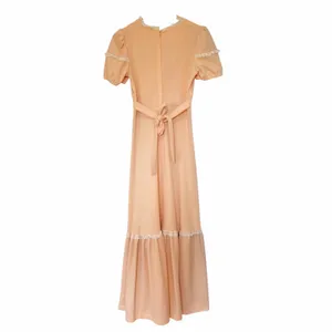 Vintage Peach Prairie Maxi Dress Lace Boho Cottagecore Sz S thumbnail 9