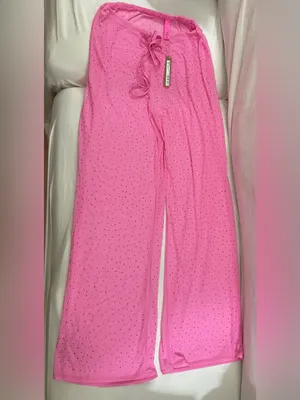 Skims NWT Mesh Rhinestone Swim Cover Up Pants Taffy Pink Size 3X thumbnail 3