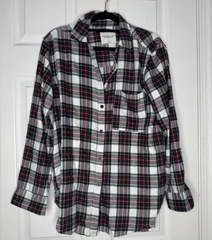 ABERCROMBIE AND FITCH‎ soft af red green plaid button down size small thumbnail 1