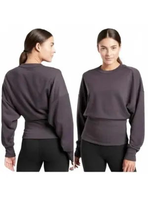 Athleta Potrero‎ Sweatshirt Shale Dolman Pullover Top Gray Women's Size Small thumbnail 2