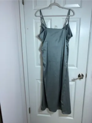 Cider Satin Slip Midi Dress in Steel Blue-Grey thumbnail 5