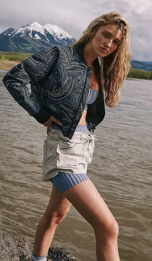 NWT Free People FP Movement Garden Party Bomber Jacket Size M. H thumbnail 1