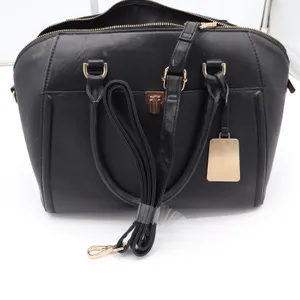 Target Black Faux Leather Satchel Crossbody Handbag Gold Hardware thumbnail 6