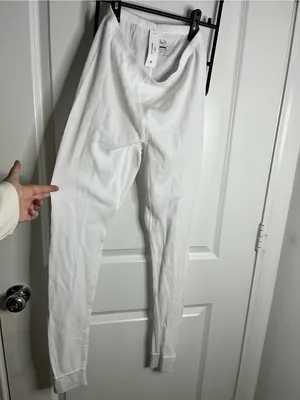 Fruit of the Loom Ladies White Cozy Waffle Knit Winter Warm Thermal Pants NWT S thumbnail 2