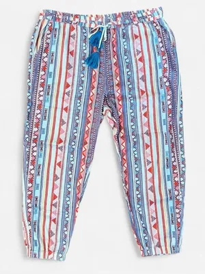Sundance Multicolor Striped Aztec Waistband Pants - PXL thumbnail 1