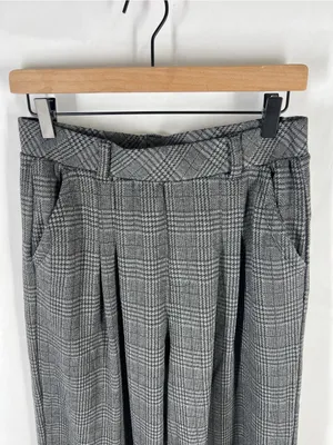 Halara High Rise Wide Leg Plaid Pants Gray Stretch Pull On Size M thumbnail 3