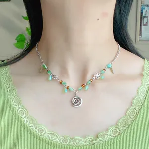 Handmade quality glass beads & flower swirl fairy boho cottage whimsical necklace💐🍃 thumbnail 1