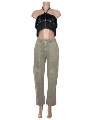 JADED LONDON Asha Fringed Button Crossover Top, Black, XS thumbnail 9