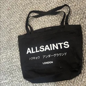 AllSaints London Black Canvas Tote Bag thumbnail 2