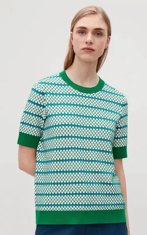 COS Textured Stitch Knit Short Sleeves Women’s Top Size S thumbnail 1