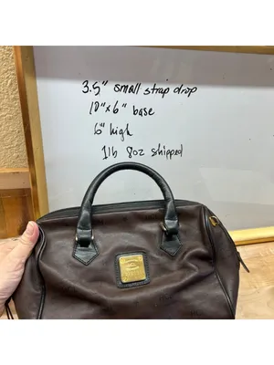 HCL Vintage 80s 90s Brown Leather Monogram Handbag Luxury Classic thumbnail 7