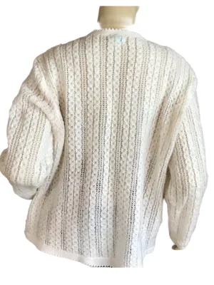 Vintage Circa 1960'S Cream Sears Knit Cardigan Sweater (L) thumbnail 3