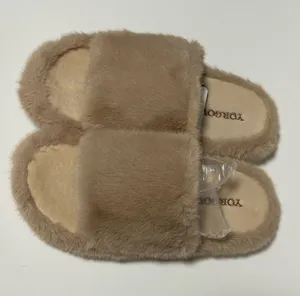 Cozy Faux Fur Slippers — Women’s Size 9.5 - 10 — Khaki/Taupe thumbnail 1