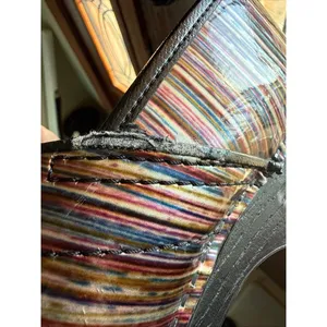 Dansko Womens Shoes 40 9.5 10 Striped Print Gold Copper Black Closed Back Clogs‎ thumbnail 10