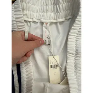 Anthropologie Daily Practice Track Pants Womens L White Navy Wide Leg NWT thumbnail 3