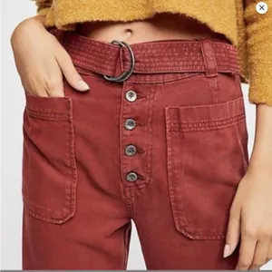 Free People Corin Flare Boho Button Fly Pants Red Size Women’s 8 thumbnail 3