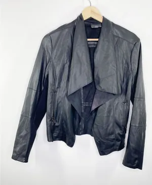 The Limited Collection Womens Black Faux Leather Biker Drape Jacket Size XS Goth thumbnail 1