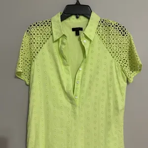 J. Crew Eyelet Shirtdress green size 2 thumbnail 4