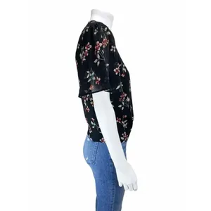 ✨MADEWELL Botanical Print Wrap Sz XS Top In True Black✨ thumbnail 4