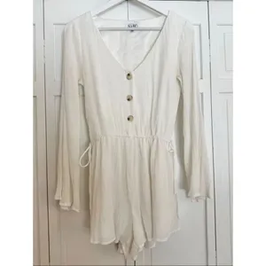 Sabo Skirt white vneck long sleeve button front romper size xs thumbnail 3