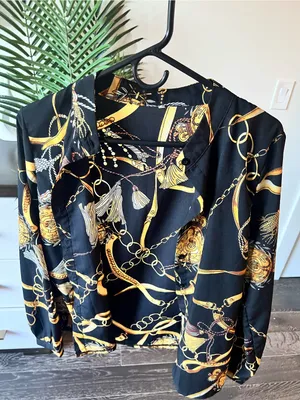Black & Gold Chain Print Button thumbnail 5