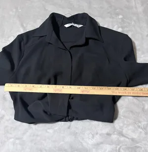 ZARA Black Cropped Tie-Front Jacket XS Long Sleeve Short Womens Casual Solid thumbnail 11