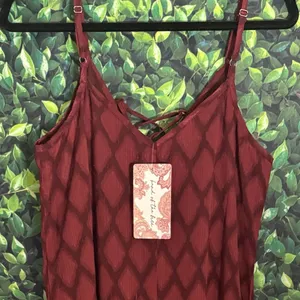 BAND OF THE FREE Lila Burgundy Autumn Slit Midi Dress Sleeveless Boho Medium thumbnail 5