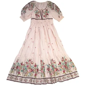 NWT by Anthropologie Somerset Maxi in Creme Floral Puff-Sleeve Edition Dress S thumbnail 5