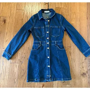 Zara denim long sleeve mini dress size M thumbnail 7