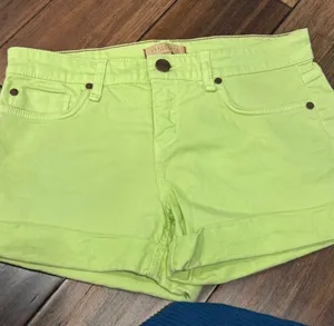 Sanctuary Vintage Neon Lime Green Denim Shorts thumbnail 1