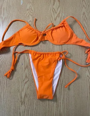 B6 New Women’s 2Pc SHEIN Bikini 👙 Set Cheeky Orange size Medium thumbnail 1