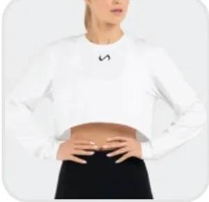 TLF Classic Long Sleeve Crop Workout Tee White Size M thumbnail 4