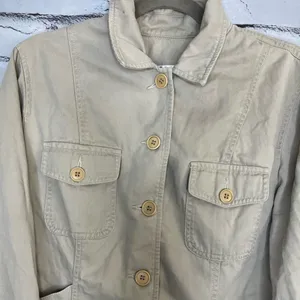 Jones New York Tan Utility Button-Up Collared Jacket Tailored SZ 12 Cargo Field thumbnail 5