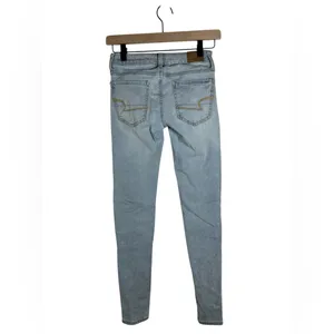 American Eagle Next Level Stretch Skinny‎ Jeans Size 00 Regular Light Wash Denim thumbnail 3