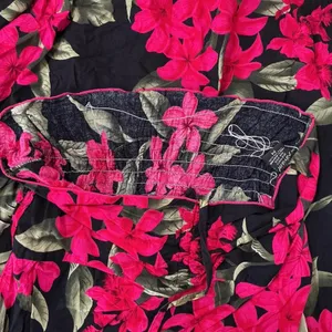 Ravant Hawaii Tropical Floral Halter Dress Women M Black Pink Hibiscus Midi Boho thumbnail 5