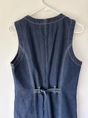 Abercrombie & Fitch Dark Denim Mini Dress Button Front Adjustable Back thumbnail 5