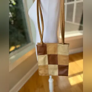 Vintage 90’s Y2K Tan Brown Patchwork Rectangular Shoulder Bag thumbnail 15