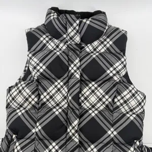 Eddie Bauer Womens‎ Goose Down Puffer Vest Black White Plaid Check Small thumbnail 3