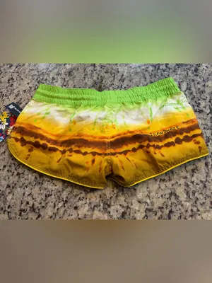 Women's Tie-Dye Board Swim Shorts - Green, Yellow & Brown thumbnail 6