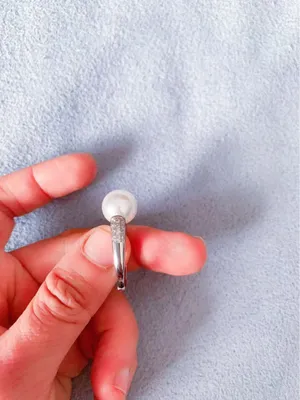 Large Ring Sculpture with Pearl And Crystals - Cocktail Pearl Ring thumbnail 5