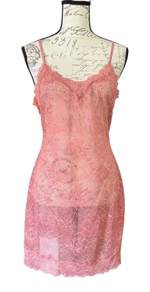 Victoria's Secret Floral Sheer Lace Chemise Slip Lingerie Pajama Nighty Large thumbnail 1