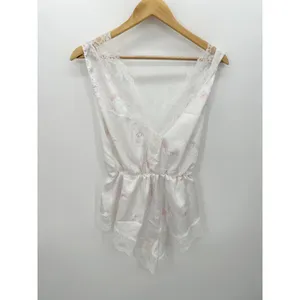 Vintage Jennifer Dale White Floral Lace Satin Sleep Romper Womens Large Lingerie thumbnail 2