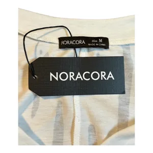 Noracora Abstract Stripe Maxi Dress Medium V-Neck Side Slit Black White‎ NWT thumbnail 7