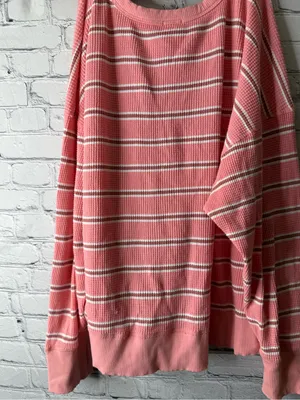 Offline by aerie oversized Striped Pink Waffle Knit Sweater size large thumbnail 8