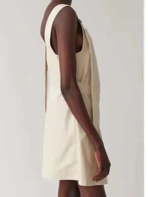 COS Asymmetrical Cream Strap Wrap Pinafore Cotton Dress thumbnail 3