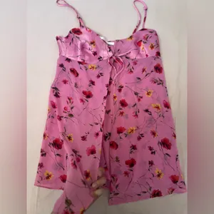 Victoria's Secret Pink Floral Satin Slip Chemise thumbnail 3