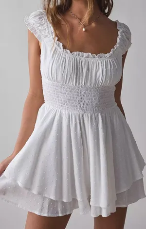 Urban Outfitters Rosie Smocked Tiered Ruffle Romper thumbnail 1