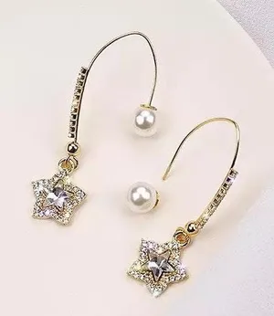 Crystal Star Pearl Drop Earrings thumbnail 4
